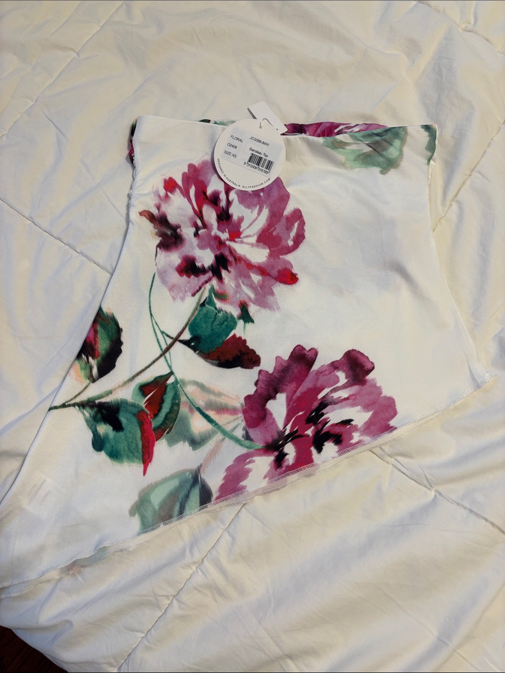 Ally Fashion White Floral Strapless Asymmetric Top — image 3 of 5